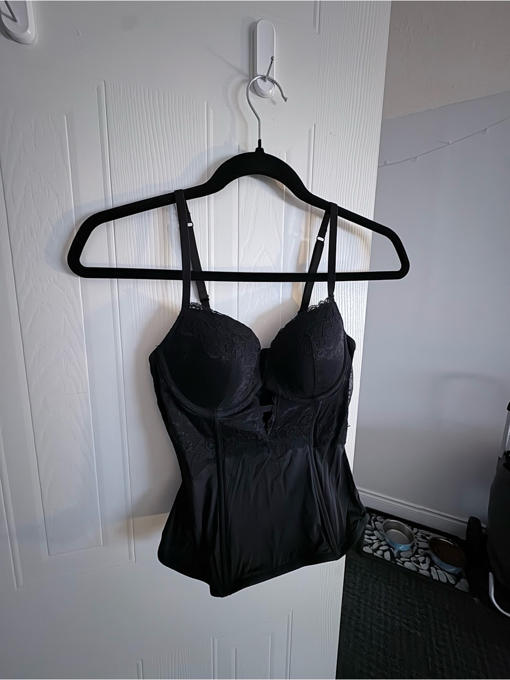 Black Lace Bodysuit Lingerie top with Underwire Support